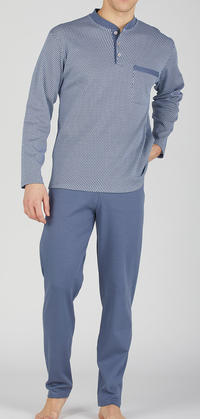 MEN'S HENLEY PAJAMA SET M/L 7018 Tellini S.r.l. Wholesale Clothing